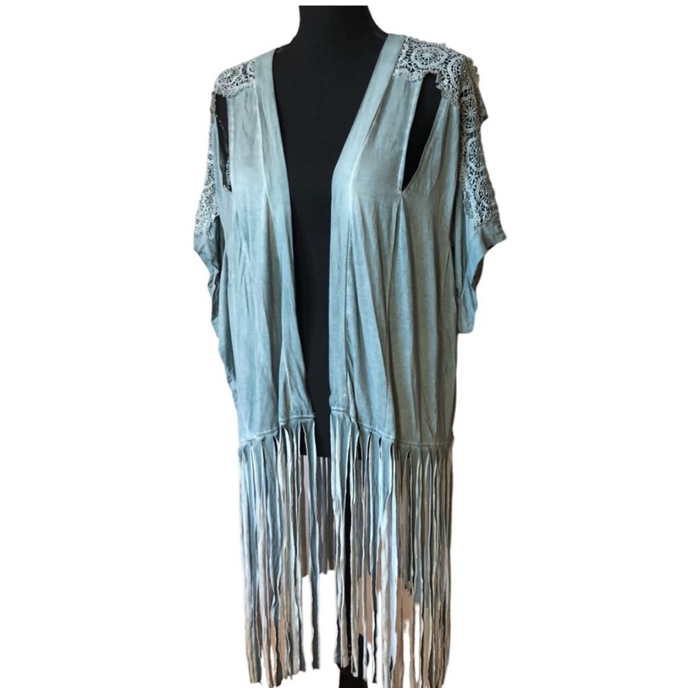 POL Light Blue Fringe Duster Top - Picture 2 of 5